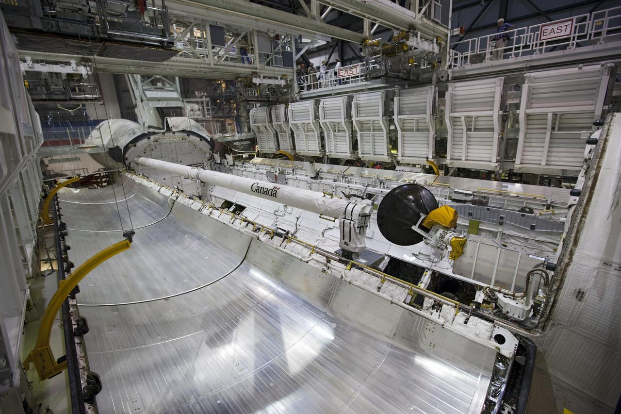 CAPE CANAVERAL, Fla. – Inside Orbiter Processing Facility-1 at NASA’s Kennedy Space Center in Florida, preparations are underway to begin closing the payload bay doors on space shuttle Atlantis in preparation for its move to the Vehicle Assembly Building. The work is part of the Space Shuttle Program’s transition and retirement processing of the space shuttle fleet. A groundbreaking was held Jan. 18 for Atlantis’ future home, a 65,000-square-foot exhibit hall in Shuttle Plaza at the Kennedy Space Center Visitor Complex. Atlantis is scheduled to roll over to the visitor complex in November in preparation for the exhibit’s grand opening in July 2013. For more information, visit http://www.nasa.gov/shuttle. Photo credit: NASA/Dimitri Gerondidakis