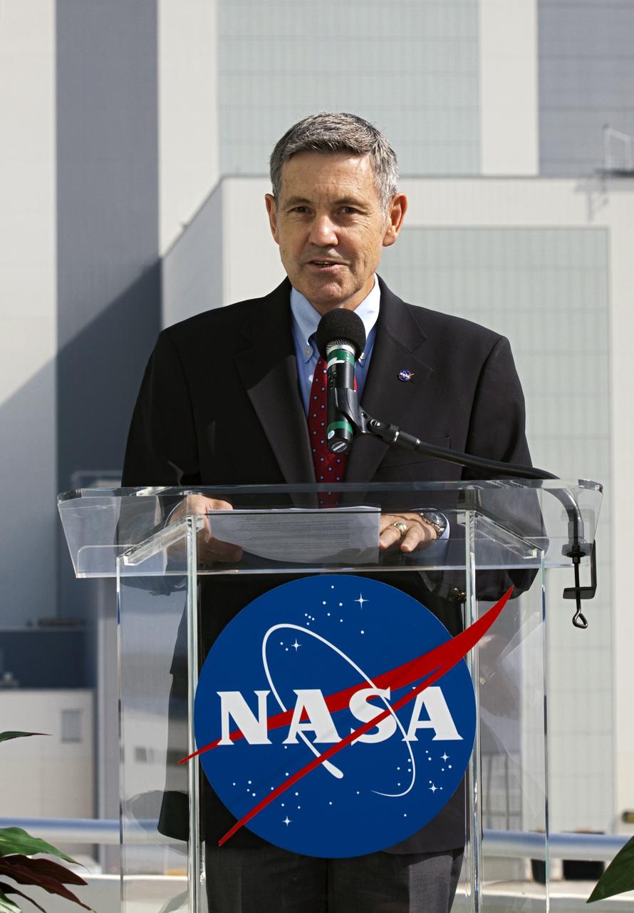 Cape Canaveral, Fla. -- NASA Kennedy Space Center Director Bob Cabana discusses the Commercial Crew Program's CCP newest partnerships from the center's Operations Support Building 2 OSB II. Three integrated systems were selected for CCP's Commercial Crew Integrated Capability CCiCap initiative to propel America's next human space transportation system to low Earth orbit forward. Operating under a funded Space Act Agreements SAAs, The Boeing Co. of Houston, Sierra Nevada Corp. SNC Space Systems of Louisville, Colo., and Space Exploration Technologies SpaceX of Hawthorne, Calif., will spend the next 21 months completing their designs, conducting critical risk reduction testing on their spacecraft and launch vehicles, and showcasing how they would operate and manage missions from launch through orbit and landing, setting the stage for future demonstration missions. To learn more about CCP, which is based at Kennedy and supported by NASA's Johnson Space Center in Houston, visit www.nasa.gov/commercialcrew. Photo credit: NASA/Kim Shiflett