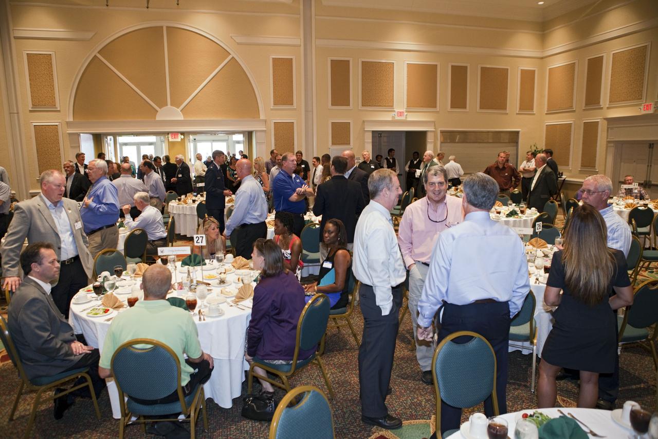 CAPE CANAVERAL, Fla. - Attendees of the National Space Club Florida Committee's August luncheon gather at the Radisson Resort at the Port in Cape Canaveral, Fla. NASA Commercial Crew Program Manager Ed Mango was the guest speaker, discussing the innovative steps the agency is taking with industry partners to develop the next U.S. space transportation capability to and from low Earth orbit, which will eventually be available for use by the U.S. government and other commercial customers. To learn more about the Commercial Crew Program, visit www.nasa.gov/commercialcrew. Photo credit: Kim Shiflett