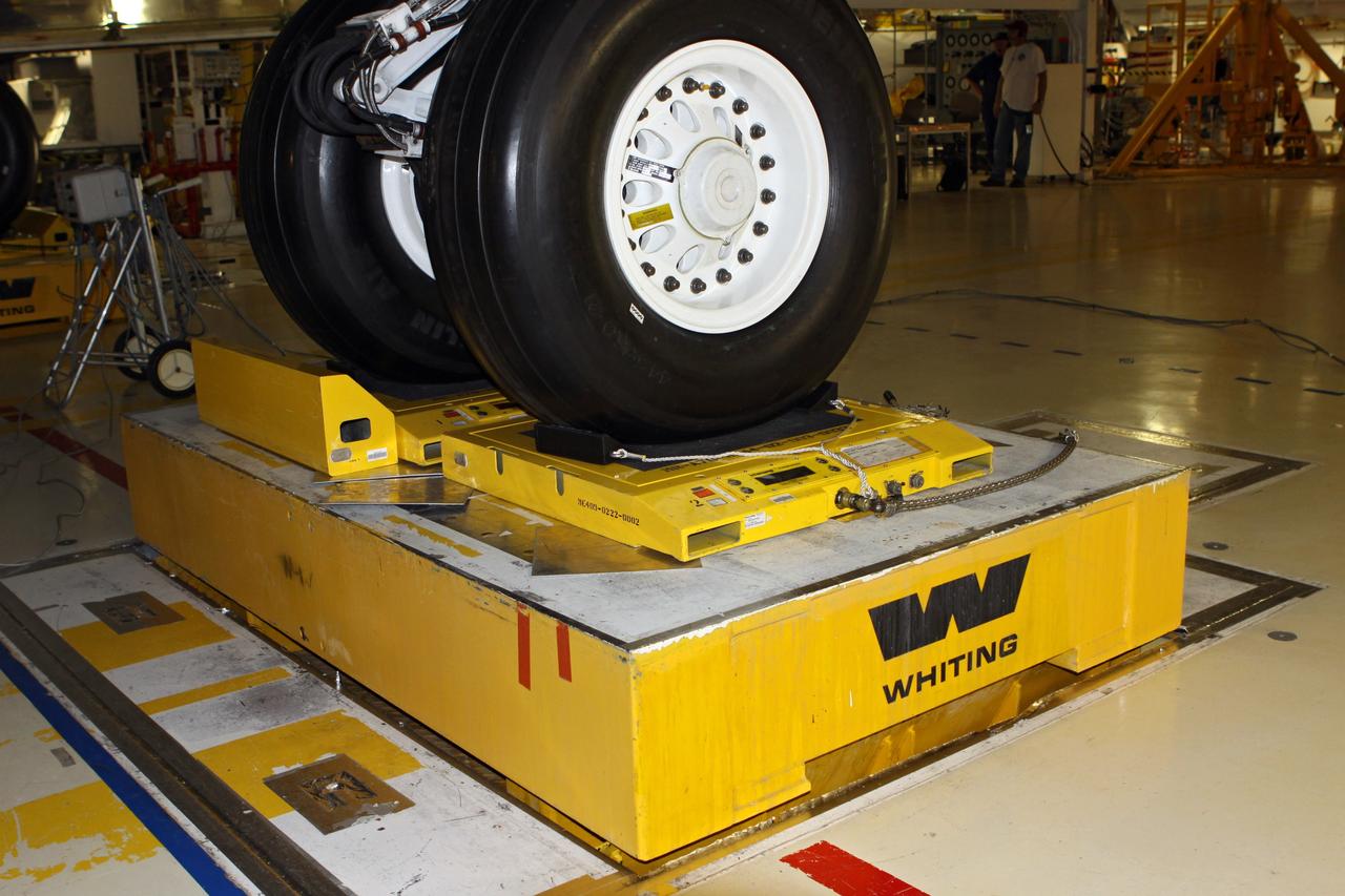 CAPE CANAVERAL, Fla. – In Orbiter Processing Facility Bay 2 at NASA’s Kennedy Space Center in Florida, weight and center of gravity checks are being completed on the space shuttle Endeavour. The work is part of Transition and Retirement of the remaining space shuttles, Endeavour and Atlantis. Endeavour is being prepared for public display at the California Science Center in Los Angeles. Its ferry flight to California is targeted for mid-September. Endeavour was the last space shuttle added to NASA’s orbiter fleet. Over the course of its 19-year career, Endeavour spent 299 days in space during 25 missions. For more information, visit http://www.nasa.gov/transition Photo credit: NASA/ Jim Grossmann