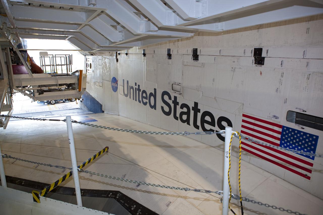CAPE CANAVERAL, Fla. – The space shuttle Endeavour is ready to back out of Bay 2 of the Orbiter Processing Facility at the Kennedy Space Center in Florida. It will be moved to the Vehicle Assembly Building to undergo final preparations for its cross-country ferry flight targeted for mid-September. The work is part of Transition and Retirement of the remaining space shuttles, Endeavour and Atlantis. Endeavour is being prepared for public display at the California Science Center in Los Angeles. Endeavour was the last space shuttle added to NASA’s orbiter fleet. Over the course of its 19-year career, Endeavour spent 299 days in space during 25 missions. For more information, visit http://www.nasa.gov/transition. Photo credit: NASA/Dimitri Gerondidakis