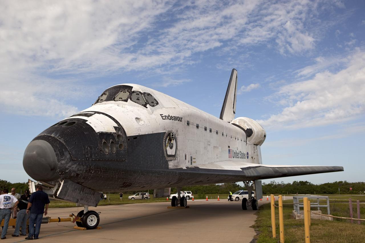 CAPE CANAVERAL, Fla. – The space shuttle Endeavour begins its move from Bay 2 of the Orbiter Processing Facility at the Kennedy Space Center in Florida to the Vehicle Assembly Building. There it will undergo final preparations for its cross-country ferry flight targeted for mid-September. The work is part of Transition and Retirement of the remaining space shuttles, Endeavour and Atlantis. Endeavour is being prepared for public display at the California Science Center in Los Angeles. Endeavour was the last space shuttle added to NASA’s orbiter fleet. Over the course of its 19-year career, Endeavour spent 299 days in space during 25 missions. For more information, visit http://www.nasa.gov/transition. Photo credit: NASA/Dimitri Gerondidakiss