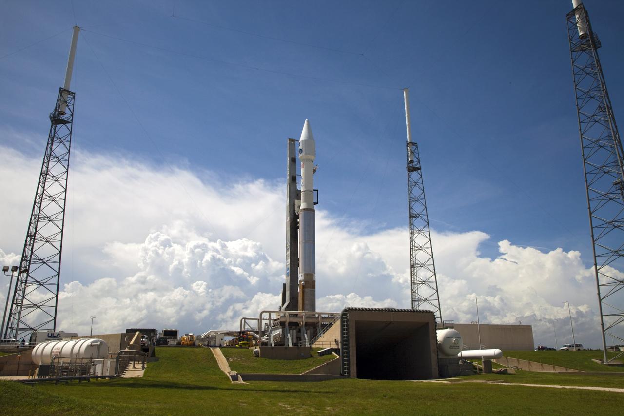 CAPE CANAVERAL, Fla. – At Cape Canaveral Air Force Station in Florida, the United Launch Alliance, or ULA, Atlas V rocket carrying NASA’s twin Radiation Belt Storm Probes, or RBSP, heads to the launch pad after rolling out of the ULA Vertical Integration Facility at Space Launch Complex 41 at 1:59 p.m. EDT. The Atlas V rocket had been rolled back to the facility on August 26 to ensure the launch vehicle and RBSP spacecraft were secured and protected from inclement weather caused by Tropical Storm Isaac.    RBSP will explore changes in Earth's space environment caused by the sun -- known as "space weather" -- that can disable satellites, create power-grid failures and disrupt GPS service. The mission also will provide data on the fundamental radiation and particle acceleration processes throughout the universe. The launch is rescheduled for 4:05 a.m. EDT on Aug. 30, pending approval from the range.  For more information on RBSP, visit http://www.nasa.gov/rbsp.  Photo credit: NASA/Kim Shiflett