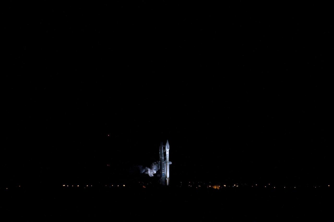 CAPE CANAVERAL, Fla. – Engine ignition under the United Launch Alliance Atlas V rocket at 4:05 a.m. EDT signals liftoff of NASA's Radiation Belt Storm Probes, or RBSP, is imminent from Space Launch Complex 41 on Cape Canaveral Air Force Station in Florida. RBSP will explore changes in Earth's space environment caused by the sun -- known as "space weather" -- that can disable satellites, create power-grid failures and disrupt GPS service. The mission also will provide data on the fundamental radiation and particle acceleration processes throughout the universe. For more information on RBSP, visit http://www.nasa.gov/rbsp. Photo credit: NASA/Jim Grossmann