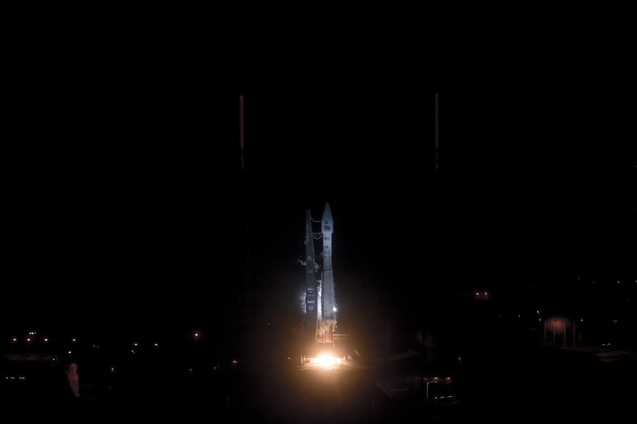 CAPE CANAVERAL, Fla. – The engines ignite under the United Launch Alliance Atlas V rocket at 4:05 a.m. EDT lifting NASA's Radiation Belt Storm Probes, or RBSP, off Space Launch Complex 41 on Cape Canaveral Air Force Station in Florida. RBSP will explore changes in Earth's space environment caused by the sun -- known as "space weather" -- that can disable satellites, create power-grid failures and disrupt GPS service. The mission also will provide data on the fundamental radiation and particle acceleration processes throughout the universe. For more information on RBSP, visit http://www.nasa.gov/rbsp. Photo credit: NASA/Tony Gray and Robert Murray