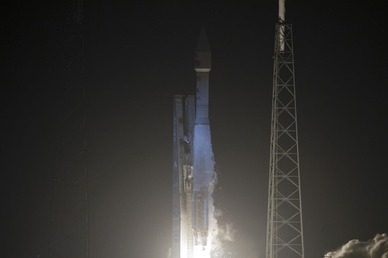 CAPE CANAVERAL, Fla. - The United Launch Alliance Atlas V rocket carrying NASA's Radiation Belt Storm Probes, or RBSP, lifts off Space Launch Complex 41 on Cape Canaveral Air Force Station in Florida at 4:05 a.m. EDT. RBSP will explore changes in Earth's space environment caused by the sun -- known as "space weather" -- that can disable satellites, create power-grid failures and disrupt GPS service. The mission also will provide data on the fundamental radiation and particle acceleration processes throughout the universe. For more information on RBSP, visit http://www.nasa.gov/rbsp. Photo credit: NASA/Rusty Backer