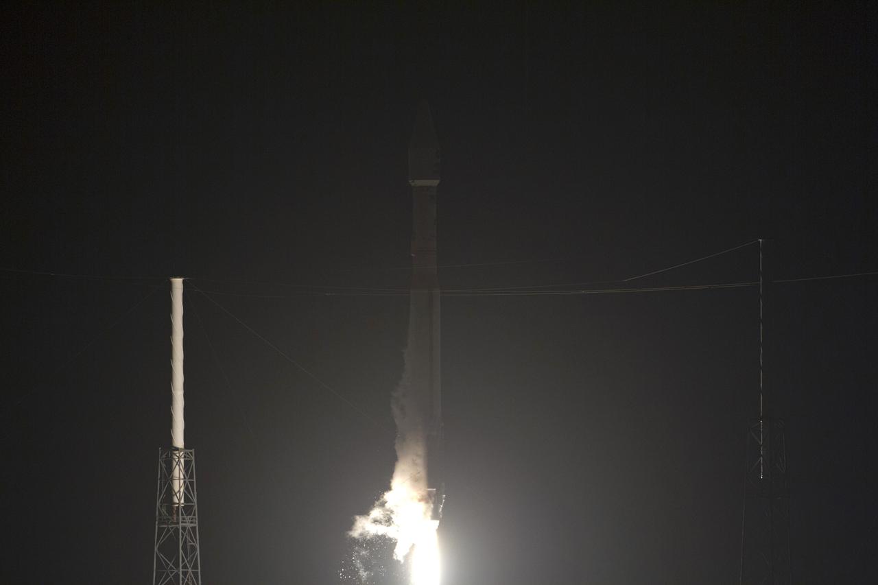 CAPE CANAVERAL, Fla. - The United Launch Alliance Atlas V rocket carrying NASA's Radiation Belt Storm Probes, or RBSP, lifts off Space Launch Complex 41 on Cape Canaveral Air Force Station in Florida at 4:05 a.m. EDT. RBSP will explore changes in Earth's space environment caused by the sun -- known as "space weather" -- that can disable satellites, create power-grid failures and disrupt GPS service. The mission also will provide data on the fundamental radiation and particle acceleration processes throughout the universe. For more information on RBSP, visit http://www.nasa.gov/rbsp. Photo credit: NASA/Kenny Allen