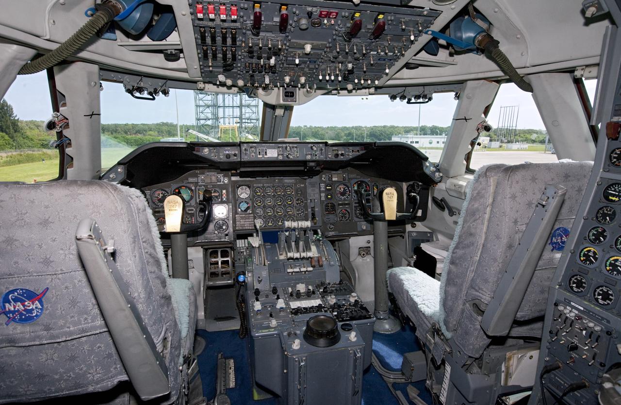 CAPE CANAVERAL, Fla. -The cockpit of the Shuttle Carrier Aircraft, or SCA, that will take space shuttle Endeavour from NASA's Kennedy Space Center in Florida to Los Angeles for public display. Photo credit: NASA/Kim Shiflett
