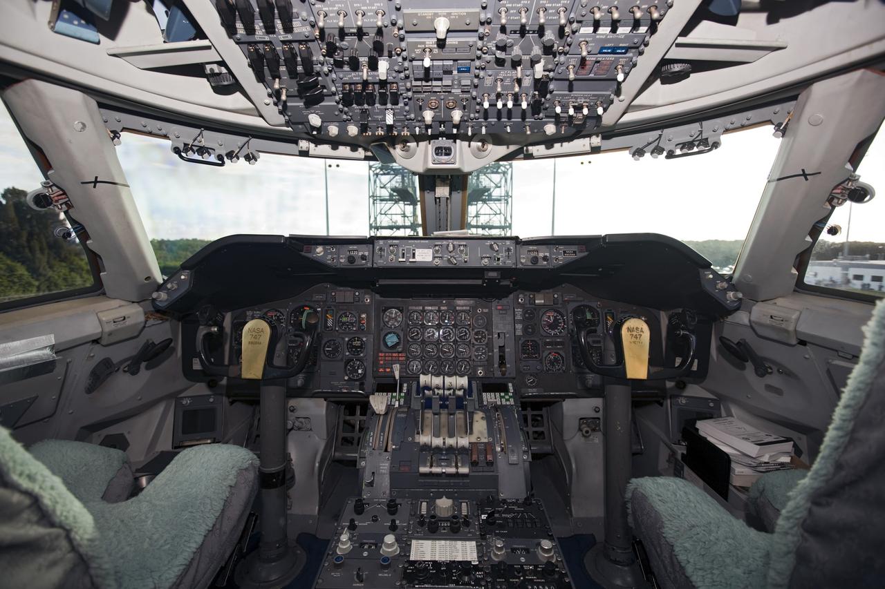 CAPE CANAVERAL, Fla. – An overview of the cockpit of NASA's Shuttle Carrier Aircraft, or SCA, is captured for posterity at the Shuttle Landing Facility at NASA's Kennedy Space Center in Florida before the aircraft is decommissioned.    The SCA, a modified 747 jetliner, will fly space shuttle Endeavour to Los Angeles where it will be placed on public display at the California Science Center. This is the final ferry flight scheduled in the Space Shuttle Program era. For more information on the shuttles' transition and retirement, visit http://www.nasa.gov/transition.  Photo credit: NASA/Dimitri Gerondidakis