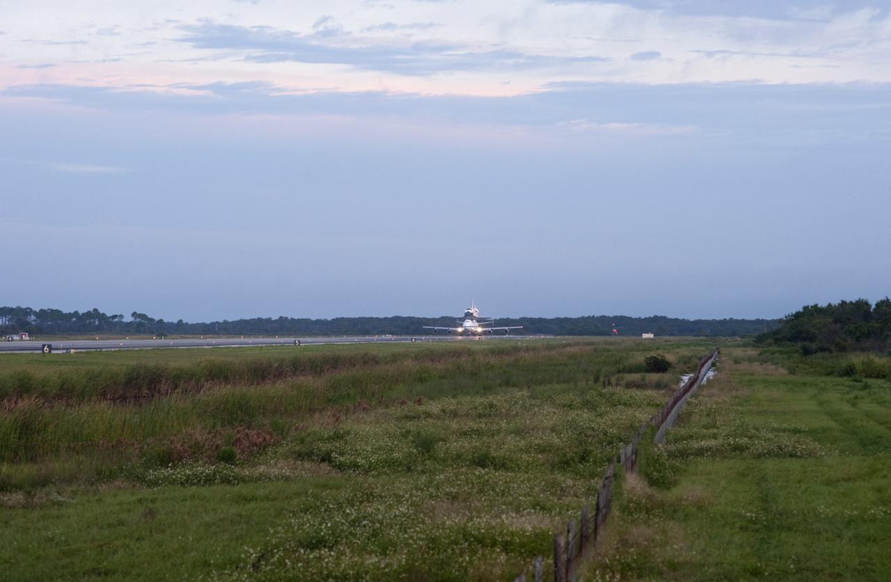 CAPE CANAVERAL, Fla. – Space shuttle Endeavour, mounted atop NASA's Shuttle Carrier Aircraft or SCA, takes off from the Shuttle Landing Facility at NASA's Kennedy Space Center in Florida. The SCA, a modified 747 jetliner, will fly Endeavour to Los Angeles where it will be placed on public display at the California Science Center. This is the final ferry flight scheduled in the Space Shuttle Program era. For more information on the shuttles' transition and retirement, visit http://www.nasa.gov/transition. Photo credit: NASA/Rusty Backer