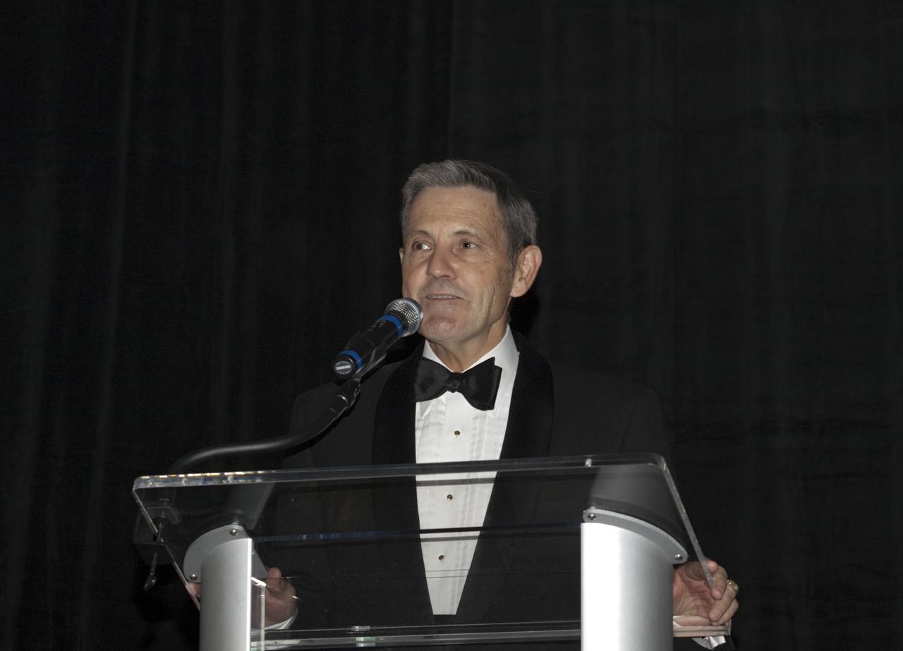 CAPE CANAVERAL, Fla. – NASA Kennedy Space Center Director Robert Cabana speaks to attendees during Kennedy Space Center’s 50th Anniversary Gala event at the Kennedy Space Center Visitor Complex Apollo/Saturn V Center in Florida. The gala was coordinated by Kennedy Space Center and the National Space Club Florida Committee with the theme, “Celebrating the Past and Preparing for the Future.”    The event was attended by about 650 current and retired NASA and contractor workers, dignitaries, and several former Kennedy Space Center directors. Photo credit: NASA/Kim Shiflett