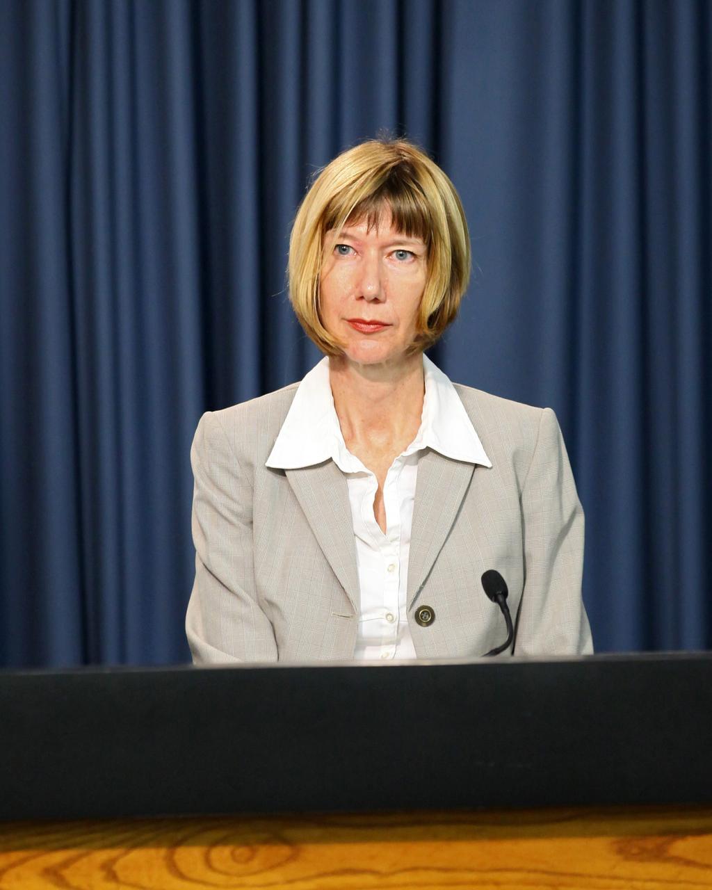 CAPE CANAVERAL, Fla. -- Kathy Lueders, manager of the International Space Station, or ISS, Transportation Integration Office, participates in a NASA Commercial Crew Program, or CCP, pre-proposal conference. The conference informed prospective companies about the recently released request for contract proposals and updates to the certification requirements for crewed missions to ISS. The two-phase certification process, called Certification Products Contract, or CPC, will enable NASA to eventually purchase service missions to fly astronauts to and from the ISS. To learn more about CCP, visit www.nasa.gov/commercialcrew. Photo credit: Kim Shiflett