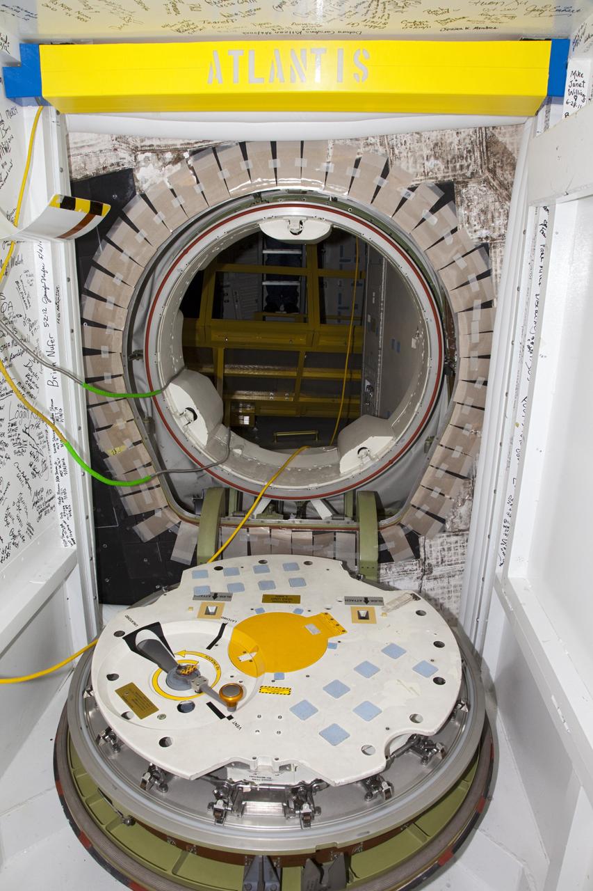 CAPE CANAVERAL, Fla. - Inside Orbiter Processing Facility-2 at NASA’s Kennedy Space Center in Florida, work will begin soon to close and seal space shuttle Atlantis’ crew hatch for the final time.    The orbiter is undergoing final preparations for its transfer to the Kennedy Space Center Visitor complex targeted for Nov. 2. The work is part of Transition and Retirement of the remaining shuttle. Atlantis is being prepared for public display at the visitor complex. Over the course of its 26-year career, Atlantis spent 293 days in space during 33 missions. For more information, visit http://www.nasa.gov/transition. Photo credit: NASA/Frankie Martin