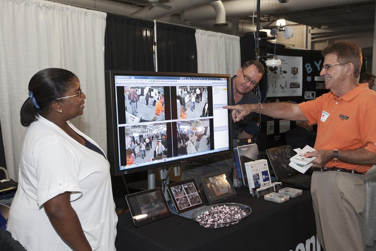PORT CANAVERAL, Fla. – Local business representatives attended NASA's Historically Underutilized Business Zone, or HUBZone, Industry Day and Expo 2012 on Oct. 16. Exhibitors included vendors from product and service areas, such as engineering services, computer technology, communication equipment and services, and construction and safety products.      The event was hosted for business leaders who are interested in learning about government contracting opportunities and what local and national vendors have to offer. The expo was held in Cruise Terminal 4 at Port Canaveral, Fla. The annual trade show is sponsored by Kennedy's Prime Contractor Board, the U.S. Air Force 45th Space Wing and the Canaveral Port Authority. It featured about 175 large and small businesses and government exhibitors from Brevard County and across the nation. Photo credit: NASA/ Kim Shiflett
