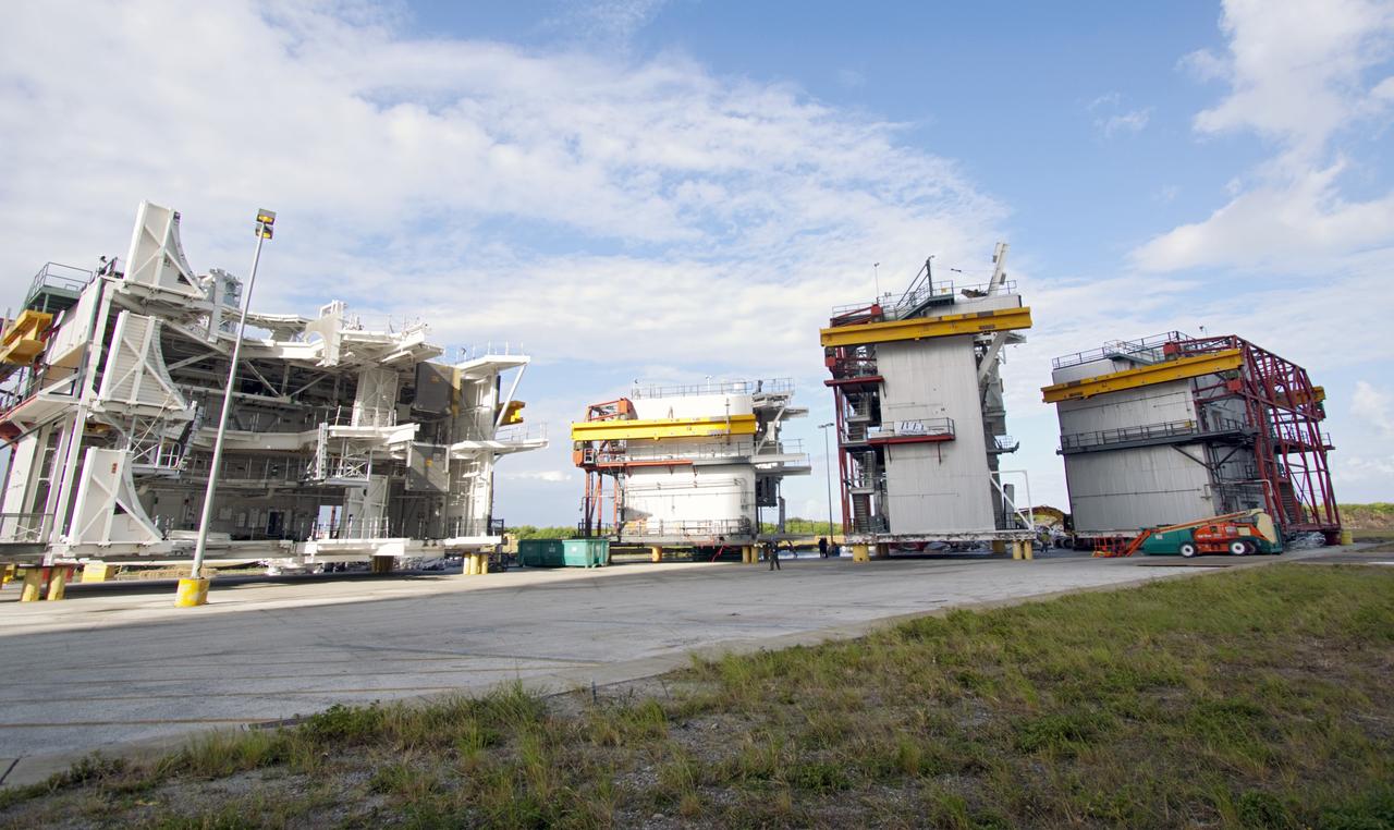 CAPE CANAVERAL, Fla. – As part of NASA's Ground Systems Development and Operations Program at the Kennedy Space Center in Florida, several large space shuttle-era work platforms have been removed from high bay 3 of the Vehicle Assembly Building, or VAB. The work is part of a center-wide modernization and refurbishment initiative to accommodate NASA’s Space Launch System and a variety of other spacecraft instead of the whole building supporting one design. The Ground Systems Development and Operations Program is developing the necessary ground systems, infrastructure and operational approaches required to safely process, assemble, transport and launch the next generation of rockets and spacecraft in support of NASA’s exploration objectives. Future work also will replace the antiquated communications, power and vehicle access resources with modern efficient systems. Some of the utilities and systems slated for replacement have been used since the VAB opened in 1965. For more information, visit http://www.nasa.gov/exploration/systems/ground/index.html Photo credit: NASA/Jim Grossmann