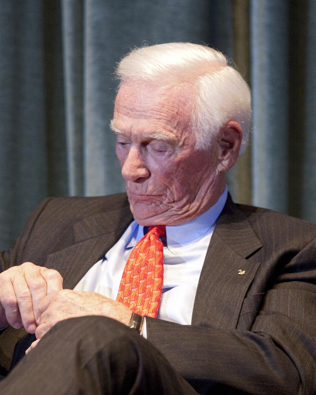 CAPE CANAVERAL, Fla. – Gemini 9, Apollo 10 and 17 astronaut Eugene Cernan participates in a presentation to guests gathered for the Astronaut Scholarship Foundation's dinner at the Radisson Resort at the Port in Cape Canaveral celebrating the 40th anniversary of Apollo 17.  The gala commemorating the anniversary of Apollo 17 included mission commander Eugene Cernan and other astronauts who flew Apollo missions. Launched Dec. 7, 1972, Cernan and lunar module pilot Harrison Schmitt landed in the moon's Taurus-Littrow highlands while command module pilot Ronald Evans remained in lunar orbit operating a scientific instrument module. For more information, visit http://www-pao.ksc.nasa.gov/history/apollo/apollo-17/apollo-17.htm Photo credit: NASA/Kim Shiflett