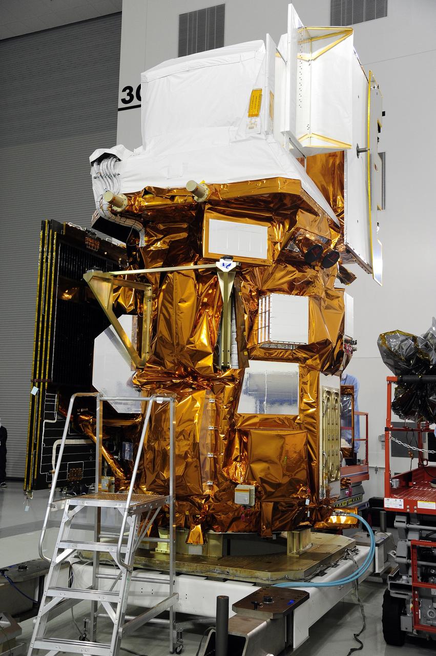 VANDENBERG AFB, Calif. -- NASA's Landsat Data Continuity Mission, or LDCM, satellite during post-arrival inspections at the Astrotech processing facility at Vandenberg Air Force Base, Calif. The Landsat Data Continuity Mission LDCM is the future of Landsat satellites. It will continue to obtain valuable data and imagery to be used in agriculture, education, business, science, and government. The Landsat Program provides repetitive acquisition of high resolution multispectral data of the Earth's surface on a global basis. The data from the Landsat spacecraft constitute the longest record of the Earth's continental surfaces as seen from space. It is a record unmatched in quality, detail, coverage, and value. Launch is planned for Feb. 11, 2013. For more information, visit: http://www.nasa.gov/mission_pages/landsat/main/index.html Photo credit: NASA
