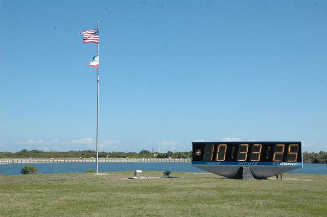 Press Site countdown clock and Flag Pole