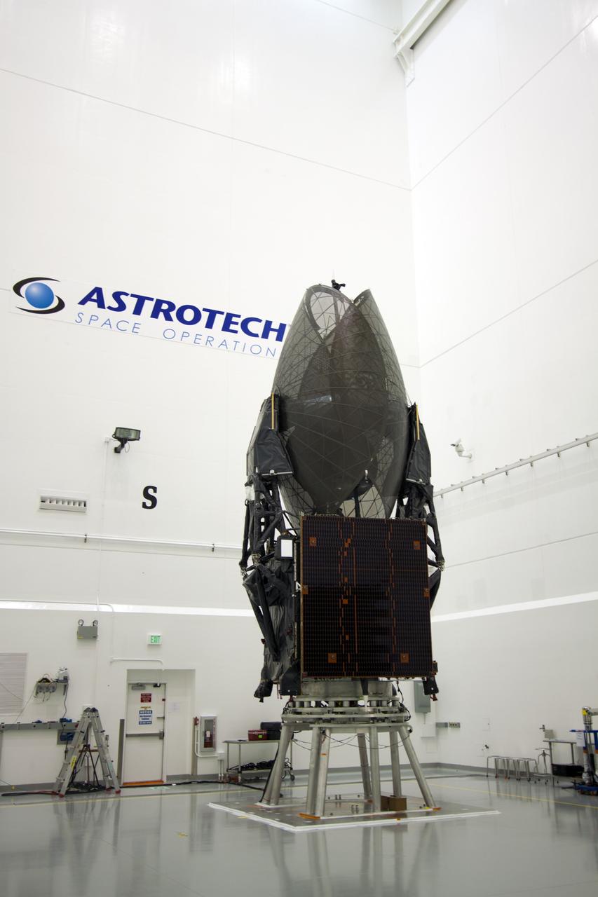 TITUSVILLE, Fla. - Inside the Astrotech payload processing facility in Titusville, Fla. near NASA’s Kennedy Space Center, the Tracking and Data Relay Satellite, TDRS-K, has been checked out and awaits the arrival of the TDRS-K.      Launch of the TDRS-K on the Atlas V rocket is planned for January 29, 2013. The TDRS-K spacecraft is part of the next-generation series in the Tracking and Data Relay Satellite System, a constellation of space-based communication satellites providing tracking, telemetry, command and high-bandwidth data return services. For more information, visit http://www.nasa.gov/mission_pages/tdrs/index.html Photo credit: NASA/Jim Grossmann