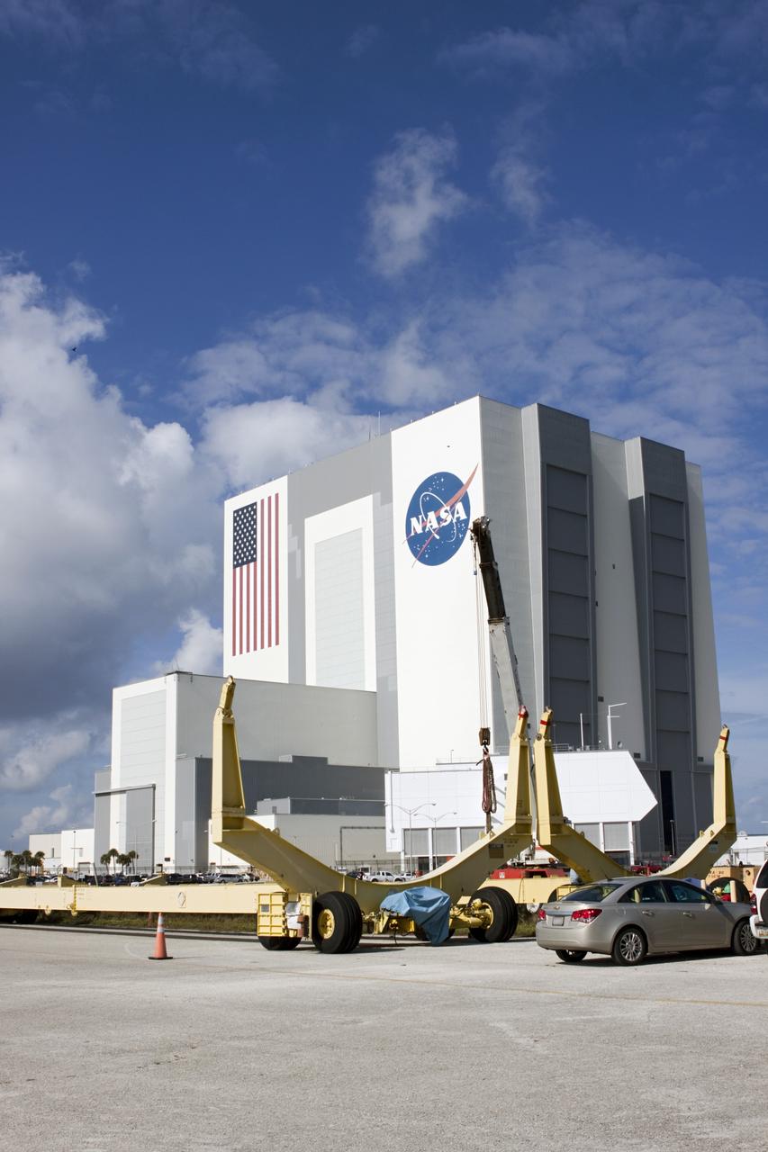 CAPE CANAVERAL, Fla. – At NASA’s Kennedy Space Center in Florida, two space shuttle external fuel tank transporters are being prepared for transfer to the Wings of Dreams Aviation Museum at Keystone Heights Airport between Gainesville and Jacksonville, Fla.      At the Wings of Dreams Aviation Museum a mock-up shuttle external fuel tank will be displayed. During space shuttle launches, the external tanks contained over 500,000 gallons of liquid hydrogen and liquid oxygen propellant for the shuttle orbiters' three main engines. The effort is part of Transition and Retirement of the space shuttle. For more information, visit http://www.nasa.gov/transition Photo credit: NASA/ Jim Grossmann
