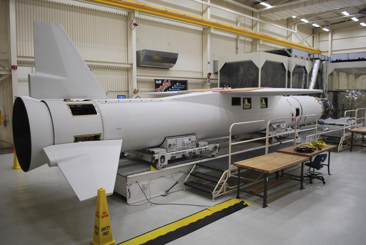 VANDENBERG AIR FORCE BASE, Calif. – At Vandenberg Air Force Base in California, the three stages of the Orbital Sciences Corp. Pegasus XL rocket have been mated in preparation for the launch the Interface Region Imaging Spectrograph, or IRIS, spacecraft.      Scheduled for launch from Vandenberg Air Force Base no earlier than April 29, 2013, IRIS will open a new window of discovery by tracing the flow of energy and plasma through the chromospheres and transition region into the sun’s corona using spectrometry and imaging. IRIS fills a crucial gap in our ability to advance studies of the sun-to-Earth connection by tracing the flow of energy and plasma through the foundation of the corona and the region around the sun known as the heliosphere. For more information, visit http://iris.gsfc.nasa.gov Photo credit: NASA/Randy Beaudoin