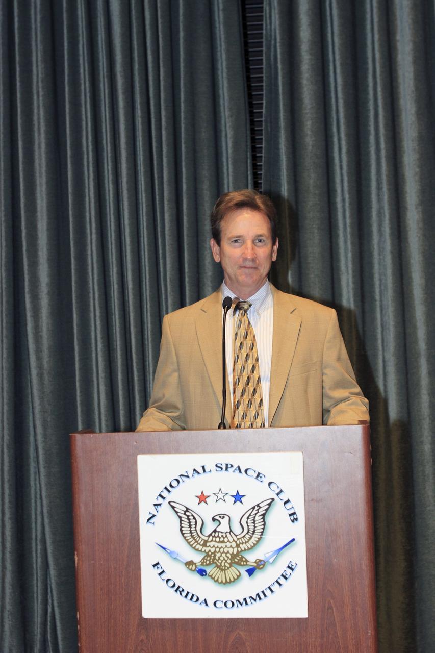 CAPE CANAVERAL Fla. -- Dale Ketchum, director of the Space Research and Technology Institute, speaks to attendees of the National Space Club Florida Committee, or NSCFL, at the May 14 luncheon at the Radisson Resort at the Port in Cape Canaveral, Fla. Kennedy Space Center Director Bob Cabana was the featured speaker with a presentation on the Fiscal Year 2014 budget and Kennedy’s path forward.     The NSCFL Committee is one of three regional committees including Huntsville, Ala. and Los Angeles, Calif. of the National Space Club in Washington, D.C. The NSCFL Committee promotes awareness through hosting monthly luncheons, sponsoring educational opportunities, recognizing significant achievement, and promoting aerospace leadership in a region heavily influenced by aerospace activities.  Photo credit: NASA/Jim Grossmann