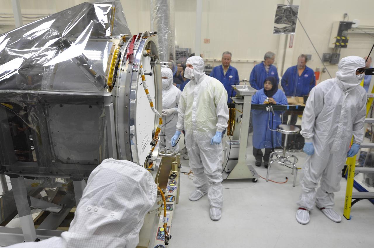 VANDENBERG AFB, Calif. – Engineers prepare to connect NASA's IRIS spacecraft to the nose of an Orbital Sciences Pegasus XL rocket that will lift the solar observatory into orbit in June. The work is taking place in a hangar at Vandenberg Air Force Base where IRIS, short for Interface Region Imaging Spectrograph, is being prepared for launch on a Pegasus XL rocket. Scheduled for launch from Vandenberg no earlier than June 26, 2013, IRIS will open a new window of discovery by tracing the flow of energy and plasma through the chromospheres and transition region into the sun’s corona using spectrometry and imaging. IRIS fills a crucial gap in our ability to advance studies of the sun-to-Earth connection by tracing the flow of energy and plasma through the foundation of the corona and the region around the sun known as the heliosphere. Photo credit: NASA/Randy Beaudoin