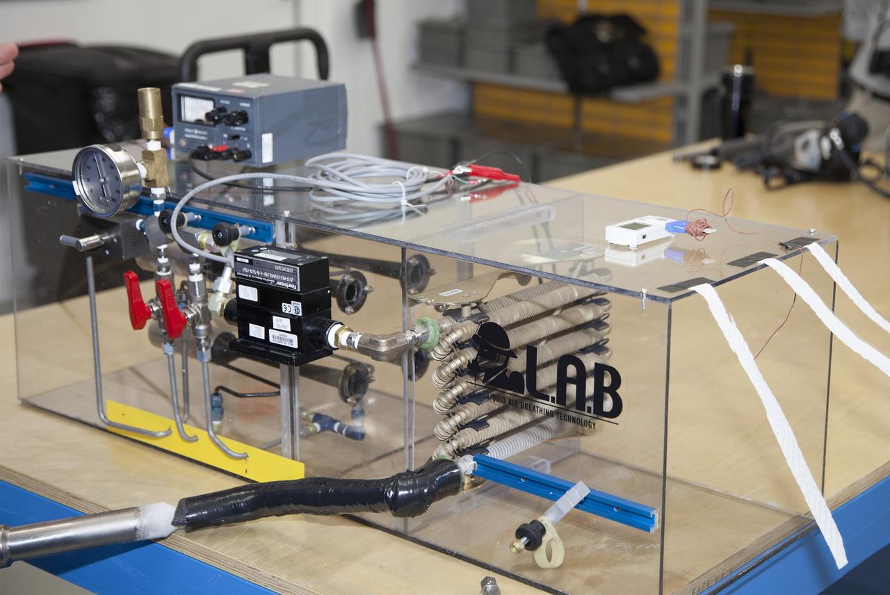 TITUSVILLE, Fla. - The Cryogenic Refuge Alternative Supply System, or CryoRASS, is on display at BCS Life Support in Titusville, Fla. CryoRASS and a small liquid-air filled backpack called CryoBA, short for Cryogenic Breathing Apparatus, are being developed by a NASA Kennedy Space Center engineering team in collaboration with The National Institute for Occupational Safety and Health to provide miners with twice the amount of breathable and cooler air than traditional compressed systems. The technology also could be used for commercial applications, such as fire and military rescue operations, as well as NASA's future human spaceflight missions. Photo credit: NASA/Daniel Casper