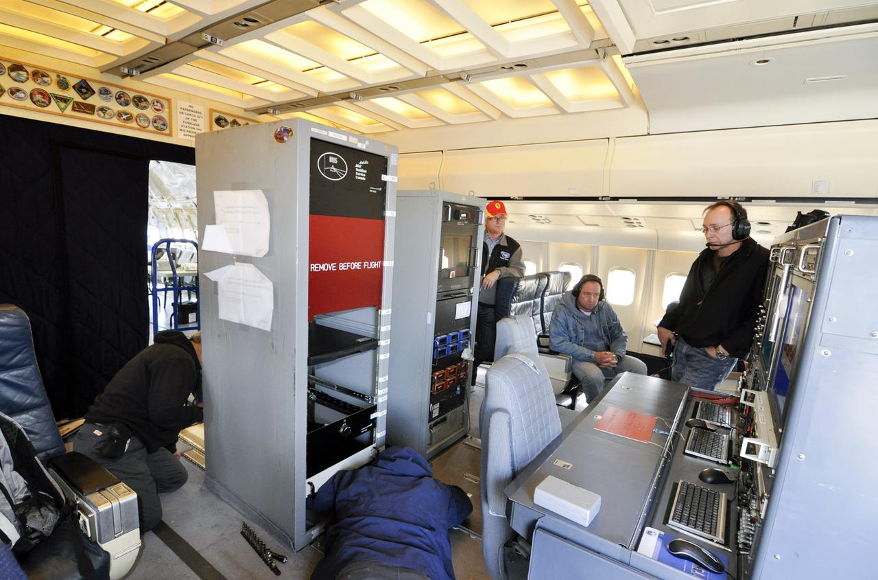 VANDENBERG ABF, Calif. - The launch crew of the Orbital Sciences L-1011 aircraft called "Stargazer" after arrival at Vandenberg Air Force Base for the upcoming launch of the company's Pegasus XL rocket lifting NASA's IRIS solar observatory into orbit. The aircraft will carry the winged rocket to an altitude of 39,000 feet before releasing the Pegasus so its own motors can ignite to send the IRIS into space. The L-1011 is a modified airliner equipped to hold the Pegasus under its body safely. IRIS, short for Interface Region Imaging Spectrograph, is being prepared for launch from Vandenberg June 26. IRIS will open a new window of discovery by tracing the flow of energy and plasma through the chromospheres and transition region into the sun’s corona using spectrometry and imaging. IRIS fills a crucial gap in our ability to advance studies of the sun-to-Earth connection by tracing the flow of energy and plasma through the foundation of the corona and the region around the sun known as the heliosphere. Photo credit: VAFB/Randy Beaudoin