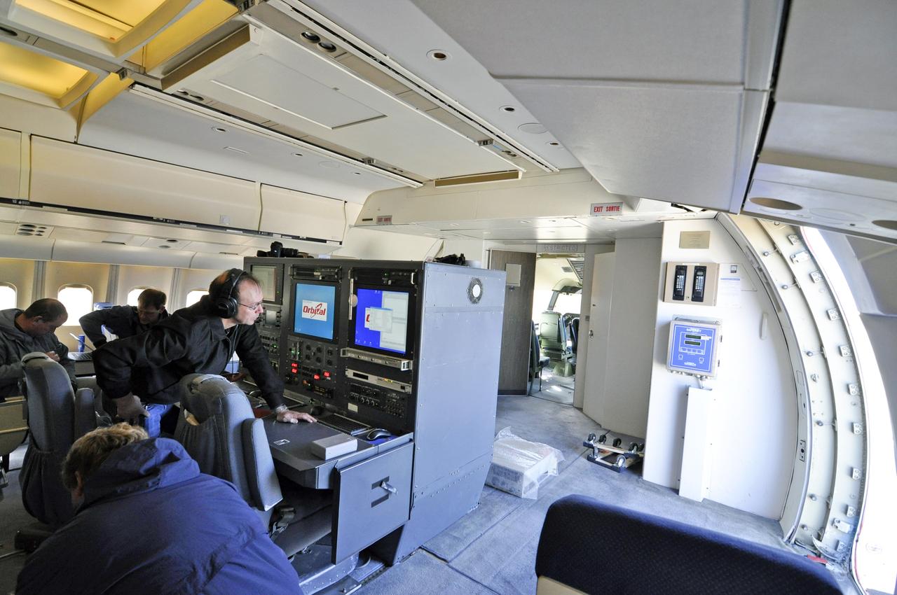 VANDENBERG ABF, Calif. - The launch crew of the Orbital Sciences L-1011 aircraft called "Stargazer" after arrival at Vandenberg Air Force Base for the upcoming launch of the company's Pegasus XL rocket lifting NASA's IRIS solar observatory into orbit. The aircraft will carry the winged rocket to an altitude of 39,000 feet before releasing the Pegasus so its own motors can ignite to send the IRIS into space. The L-1011 is a modified airliner equipped to hold the Pegasus under its body safely. IRIS, short for Interface Region Imaging Spectrograph, is being prepared for launch from Vandenberg June 26. IRIS will open a new window of discovery by tracing the flow of energy and plasma through the chromospheres and transition region into the sun’s corona using spectrometry and imaging. IRIS fills a crucial gap in our ability to advance studies of the sun-to-Earth connection by tracing the flow of energy and plasma through the foundation of the corona and the region around the sun known as the heliosphere. Photo credit: VAFB/Randy Beaudoin
