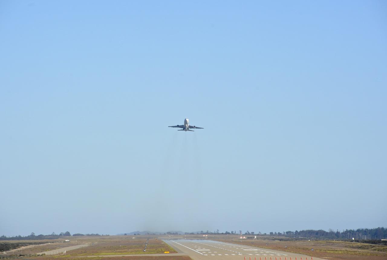 VANDENBERG AIR FORCE BASE, Calif. – An Orbital Sciences L-1011 carrier aircraft takes off from Vandenberg Air Force Base, Calif., on a mission to launch NASA's IRIS spacecraft into low-Earth orbit. IRIS, short for Interface Region Imaging Spectrograph, was launched aboard an Orbital Sciences Pegasus XL rocket released from the L-1011.Photo credit: VAFB/Chris Wiant
