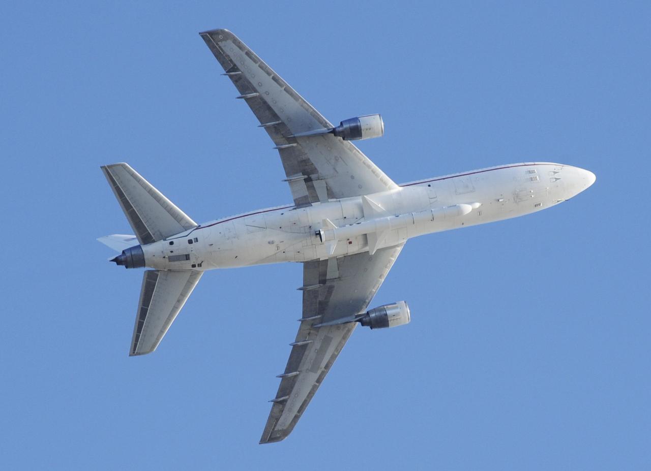 An Orbital Sciences L-1011 carrier aircraft takes off from Vandenberg Air Force Base, Calif., on a mission to launch NASA's IRIS spacecraft into low-Earth orbit. IRIS, short for Interface Region Imaging Spectrograph, was launched aboard an Orbital Sciences Pegasus XL rocket released from the L-1011.Photo credit: VAFB/Chris Wiant