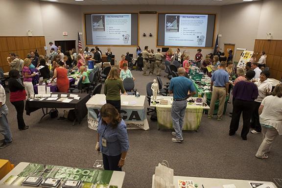 CAPE CANAVERAL, Fla. – The National Employee Health and Fitness Day event takes place in the Operations and Checkout Building's Mission Briefing Room. The expo showcased Kennedy Space Center’s Employee Wellness Programs and local businesses and organizations throughout Florida that contribute to the health and well-being of the community. Photo credit: NASA/Daniel Casper
