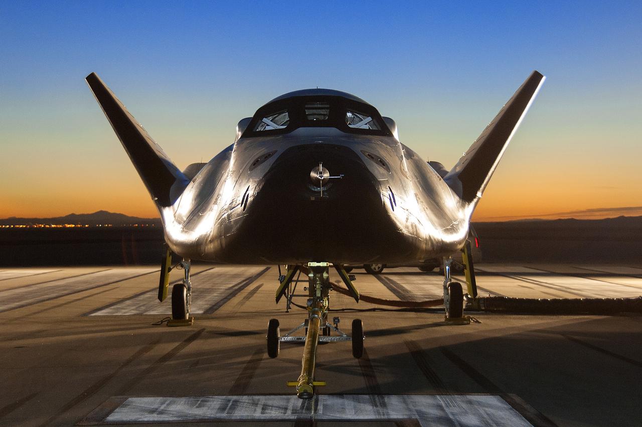 Edwards, Calif. – ED13-0266-022- The Sierra Nevada Corporation, or SNC, Dream Chaser flight vehicle is prepared for 60 mile per hour tow tests on taxi and runways at NASA's Dryden Flight Research Center at Edwards Air Force Base in California. Ground testing at 10, 20, 40 and 60 miles per hour is helping the company validate the performance of the spacecraft's braking and landing systems prior to captive-carry and free-flight tests scheduled for later this year.     SNC is continuing the development of its Dream Chaser spacecraft under the agency's Commercial Crew Development Round 2, or CCDev2, and Commercial Crew Integrated Capability, or CCiCap, phases, which are intended to lead to the availability of commercial human spaceflight services for government and commercial customers. To learn more about CCP and its industry partners, visit www.nasa.gov/commercialcrew. Image credit: NASA/Ken Ulbrich