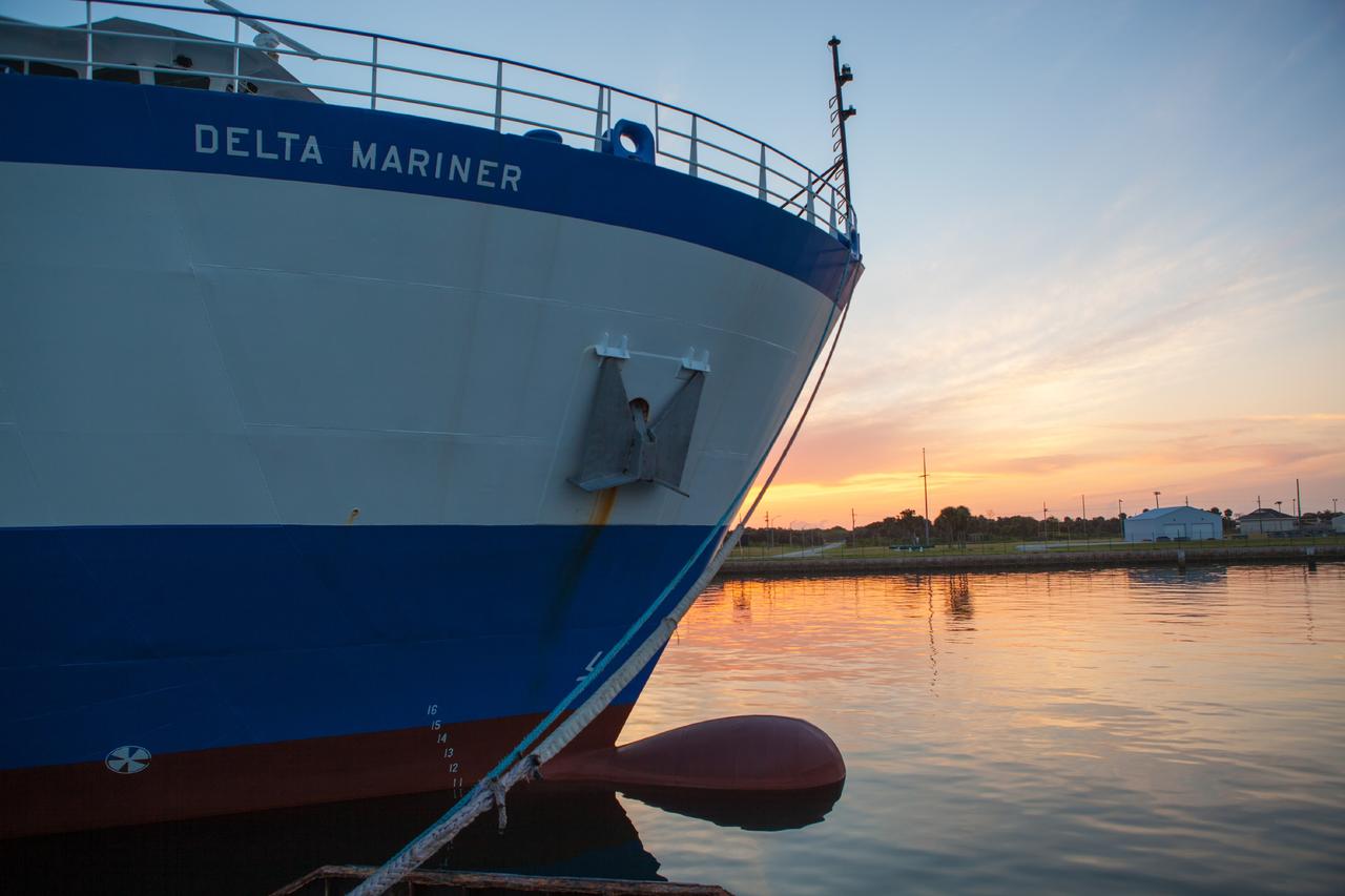 PORT CANAVERAL, Fla. – The United Launch Alliance barge Delta Mariner arrives at Port Canaveral, Fla. delivering the Atlas V launch vehicle that will boost the Mars Atmosphere and Volatile Evolution, or MAVEN, spacecraft to the Red Planet. MAVEN is being prepared for its scheduled launch in November from Cape Canaveral Air Force Station, Fla. atop a United Launch Alliance Atlas V rocket. Positioned in an orbit above the Red Planet, MAVEN will study the upper atmosphere of Mars in unprecedented detail. For more information, visit: http://www.nasa.gov/mission_pages/maven/main/index.html Photo credit: NASA/ Dimitri Gerondidakis