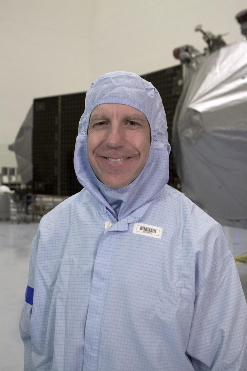 CAPE CANAVERAL, Fla. – Guy Beutelschies, Lockheed Martin's project manager for the Mars Atmosphere and Volatile Evolution, or MAVEN, spacecraft, spoke to member of the news media inside the Payload Hazardous Servicing Facility at the agency's Kennedy Space Center in Florida. MAVEN is going through pre-launch processing at Kennedy. Engineers will soon fold MAVEN's power-generating solar arrays into launch position on either side of the spacecraft's main body.      MAVEN is being prepared for its scheduled launch in November from Cape Canaveral Air Force Station, Fla. atop a United Launch Alliance Atlas V rocket. Positioned in an orbit above the Red Planet, MAVEN will study the upper atmosphere of Mars in unprecedented detail. For more information, visit: http://www.nasa.gov/mission_pages/maven/main/index.html Photo credit: NASA/Kim Shiflett