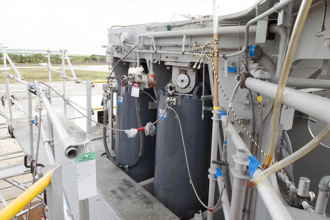 CAPE CANAVERAL, Fla. – Preparations are underway to begin removing the jacking, equalizing and leveling, or JEL, hydraulic cylinders from crawler-transporter 1 at the crawler transporter maintenance facility at NASA’s Kennedy Space Center in Florida. Sixteen new JEL hydraulic cylinders will be installed on CT-1 to increase load carrying capacity and reliability. The Ground Systems Development and Operations Program at Kennedy continues to upgrade CT-1 as part of its general maintenance. CT-1 could be available to carry commercial launch vehicles to the launch pad. The crawler-transporters were used to carry the mobile launcher platform and space shuttle to Launch Complex 39 for space shuttle launches for 30 years. Photo credit: NASA/Tim Jacobs