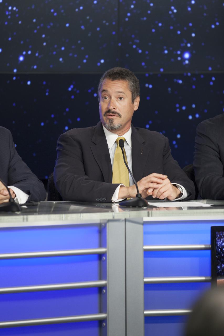 CAPE CANAVERAL, Fla. – During a news conference at NASA's Kennedy Space Center in Florida, agency and contractor officials discussed preparations for the launch of the Mars Atmosphere and Volatile EvolutioN, or MAVEN, mission. Participating in the briefing is Omar Baez, NASA launch director.      MAVEN is being prepared for its scheduled launch on Nov 18, 2013 from Cape Canaveral Air Force Station, Fla. atop a United Launch Alliance Atlas V rocket. Positioned in an orbit above the Red Planet, MAVEN will study the upper atmosphere of Mars in unprecedented detail. For information on the MAVEN mission, visit: http://www.nasa.gov/mission_pages/maven/main/index.html. Photo credit: NASA          MAVEN is being prepared for its scheduled launch on Nov 18, 2013 from Cape Canaveral Air Force Station, Fla. atop a United Launch Alliance Atlas V rocket. Positioned in an orbit above the Red Planet, MAVEN will study the upper atmosphere of Mars in unprecedented detail. For more information, visit: http://www.nasa.gov/mission_pages/maven/main/index.html Photo credit: NASA/Kim Shiflett