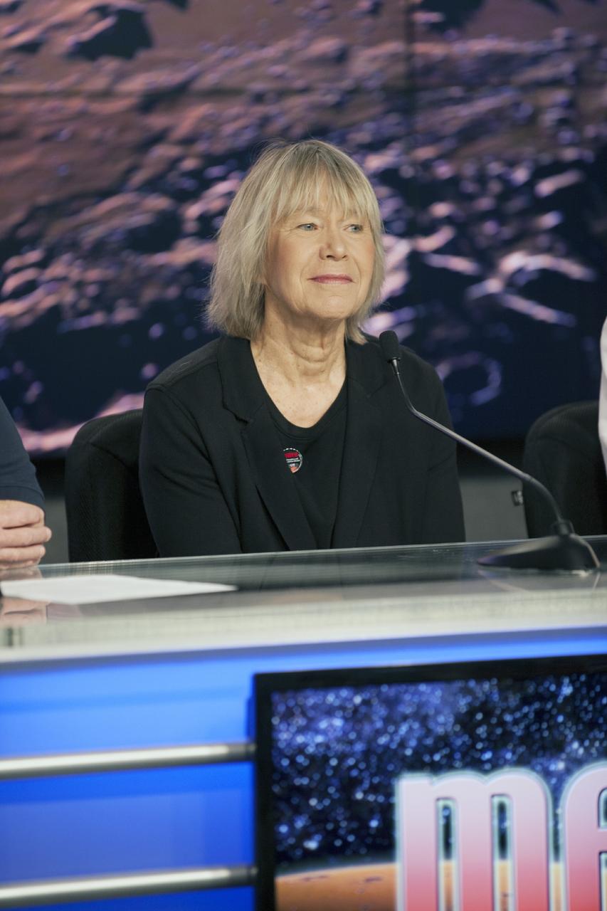 CAPE CANAVERAL, Fla. – During a news conference at NASA's Kennedy Space Center in Florida, NASA officials and university investigators outlined science plans for the Mars Atmosphere and Volatile EvolutioN, or MAVEN, mission. Briefing participants included Janet Luhmann, MAVEN deputy principal investigator from the University of California at Berkeley.      MAVEN is being prepared for its scheduled launch on Nov 18, 2013 from Cape Canaveral Air Force Station, Fla. atop a United Launch Alliance Atlas V rocket. Positioned in an orbit above the Red Planet, MAVEN will study the upper atmosphere of Mars in unprecedented detail. For information on the MAVEN mission, visit: http://www.nasa.gov/mission_pages/maven/main/index.html. Photo credit: NASA/Kim Shiflett