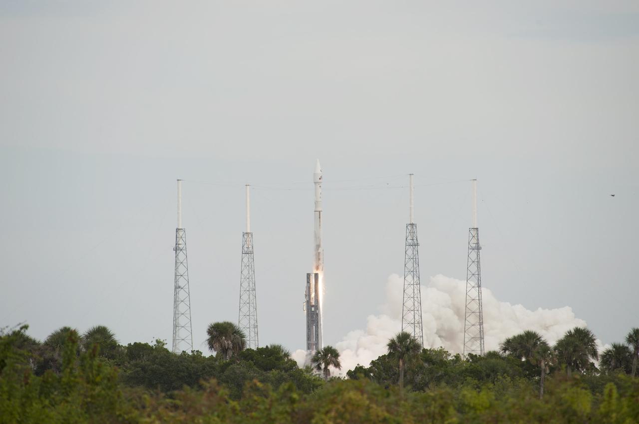 CAPE CANAVERAL, Fla. -- The engine ignites under the United Launch Alliance Atlas V rocket, lifting NASA's Mars Atmosphere and Volatile EvolutioN, or MAVEN, spacecraft off Space Launch Complex 41 at Cape Canaveral Air Force Station in Florida.      Launch was on schedule at 1:28 p.m. EST Nov. 18 at the opening of a two-hour launch window. After a 10-month journey to the Red Planet, MAVEN will study its upper atmosphere in unprecedented detail from orbit above the planet. Built by Lockheed Martin in Littleton, Colo., MAVEN will arrive at Mars in September 2014 and will be inserted into an elliptical orbit with a high point of 3,900 miles, swooping down to as close as 93 miles above the planet's surface. For more information, visit: http://www.nasa.gov/mission_pages/maven/main/index.html. Photo credit: NASA/George Roberts