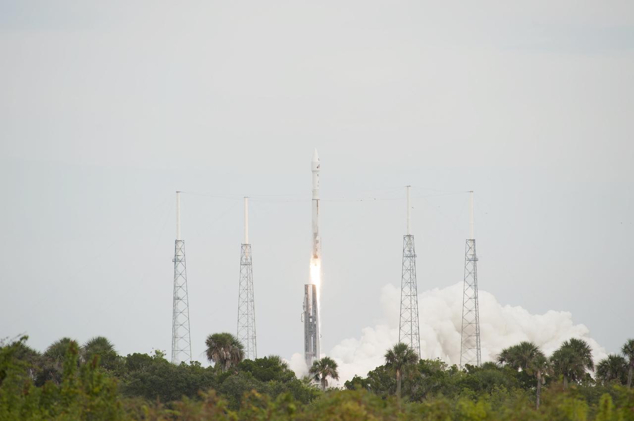 CAPE CANAVERAL, Fla. -- The engine ignites under the United Launch Alliance Atlas V rocket, lifting NASA's Mars Atmosphere and Volatile EvolutioN, or MAVEN, spacecraft off Space Launch Complex 41 at Cape Canaveral Air Force Station in Florida.      Launch was on schedule at 1:28 p.m. EST Nov. 18 at the opening of a two-hour launch window. After a 10-month journey to the Red Planet, MAVEN will study its upper atmosphere in unprecedented detail from orbit above the planet. Built by Lockheed Martin in Littleton, Colo., MAVEN will arrive at Mars in September 2014 and will be inserted into an elliptical orbit with a high point of 3,900 miles, swooping down to as close as 93 miles above the planet's surface. For more information, visit: http://www.nasa.gov/mission_pages/maven/main/index.html. Photo credit: NASA/George Roberts