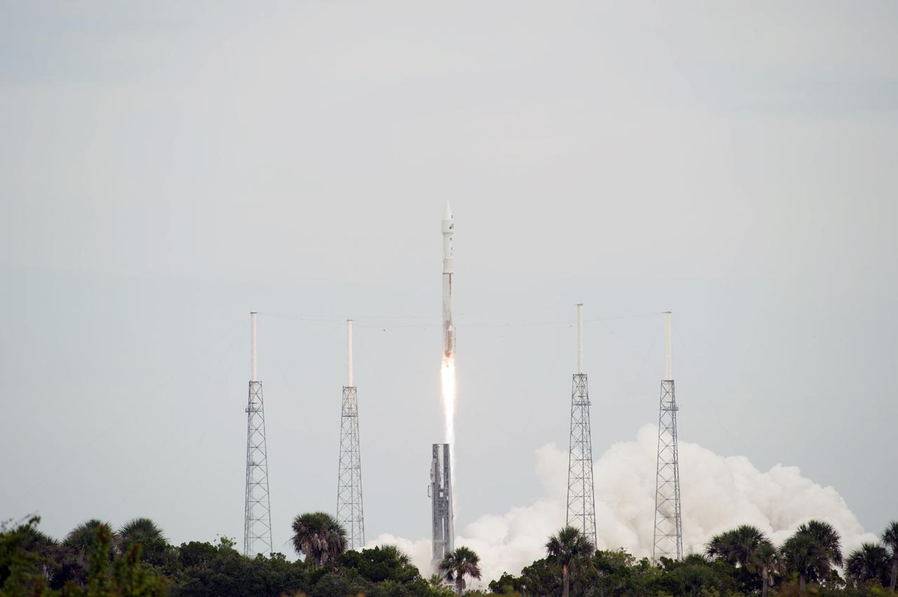 CAPE CANAVERAL, Fla. -- The engine ignites under the United Launch Alliance Atlas V rocket, lifting NASA's Mars Atmosphere and Volatile EvolutioN, or MAVEN, spacecraft off Space Launch Complex 41 at Cape Canaveral Air Force Station in Florida.      Launch was on schedule at 1:28 p.m. EST Nov. 18 at the opening of a two-hour launch window. After a 10-month journey to the Red Planet, MAVEN will study its upper atmosphere in unprecedented detail from orbit above the planet. Built by Lockheed Martin in Littleton, Colo., MAVEN will arrive at Mars in September 2014 and will be inserted into an elliptical orbit with a high point of 3,900 miles, swooping down to as close as 93 miles above the planet's surface. For more information, visit: http://www.nasa.gov/mission_pages/maven/main/index.html. Photo credit: NASA/George Roberts