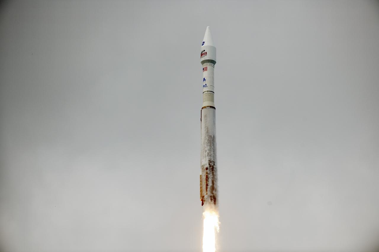 CAPE CANAVERAL, Fla. -- A United Launch Alliance Atlas V rocket lifts off into the clouds over Space Launch Complex 41 at Cape Canaveral Air Force Station in Florida, carrying NASA's Mars Atmosphere and Volatile EvolutioN, or MAVEN, spacecraft.    Launch was on schedule at 1:28 p.m. EST Nov. 18 at the opening of a two-hour launch window. After a 10-month journey to the Red Planet, MAVEN will study its upper atmosphere in unprecedented detail from orbit above the planet. Built by Lockheed Martin in Littleton, Colo., MAVEN will arrive at Mars in September 2014 and will be inserted into an elliptical orbit with a high point of 3,900 miles, swooping down to as close as 93 miles above the planet's surface. For more information, visit: http://www.nasa.gov/mission_pages/maven/main/index.html. Photo credit: NASA/Rusty Backer