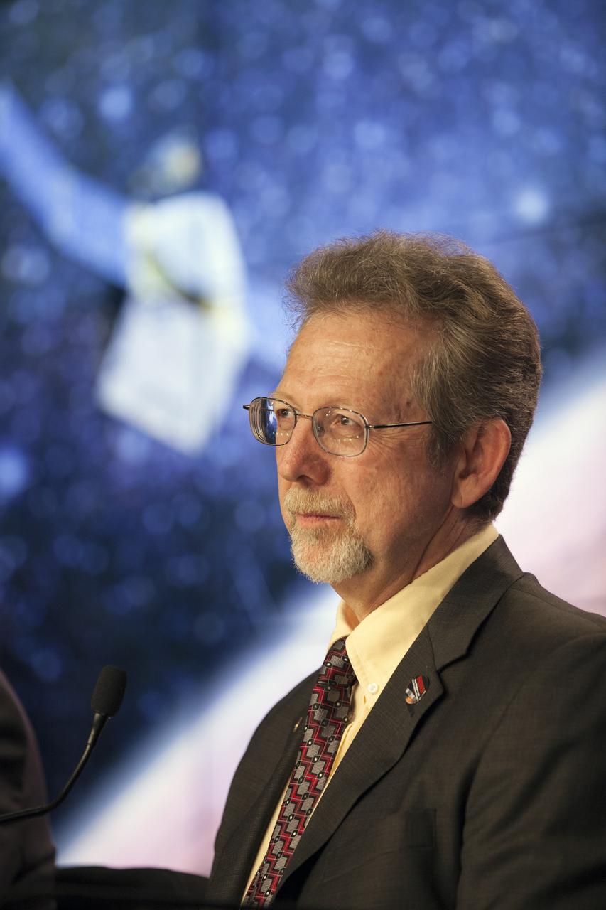 CAPE CANAVERAL, Fla. -- Dr. Jim Green, director of the Planetary Science Division at NASA Headquarters, participates in a post-launch news conference in NASA's Press Site TV auditorium following the successful launch of NASA’s Mars Atmosphere and Volatile EvolutioN, or MAVEN, spacecraft.    Launch was on schedule at 1:28 p.m. EST Nov. 18 at the opening of a two-hour launch window. After a 10-month journey to the Red Planet, MAVEN will study its upper atmosphere in unprecedented detail from orbit above the planet. Built by Lockheed Martin in Littleton, Colo., MAVEN will arrive at Mars in September 2014 and will be inserted into an elliptical orbit with a high point of 3,900 miles, swooping down to as close as 93 miles above the planet's surface. For more information, visit: http://www.nasa.gov/mission_pages/maven/main/index.html. Photo credit: NASA/Kim Shiflett