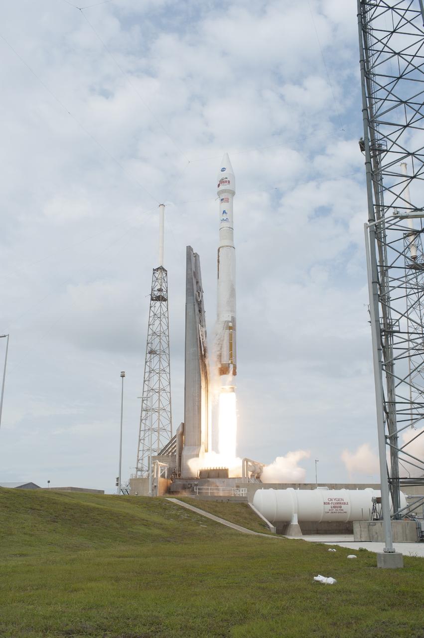 CAPE CANAVERAL, Fla. -- The United Launch Alliance Atlas V rocket carrying NASA's Mars Atmosphere and Volatile EvolutioN, or MAVEN, spacecraft lifts off Space Launch Complex 41 on Cape Canaveral Air Force Station in Florida. Launch was on schedule at 1:28 p.m. EST Nov. 18 at the opening of a two-hour launch window. After a 10-month journey to the Red Planet, MAVEN will study its upper atmosphere in unprecedented detail from orbit above the planet. Built by Lockheed Martin in Littleton, Colo., MAVEN will arrive at Mars in September 2014 and will be inserted into an elliptical orbit with a high point of 3,900 miles, swooping down to as close as 93 miles above the planet's surface. For more information, visit: http://www.nasa.gov/mission_pages/maven/main/index.html. Photo credit: NASA/Tony Gray and Rick Wetherington