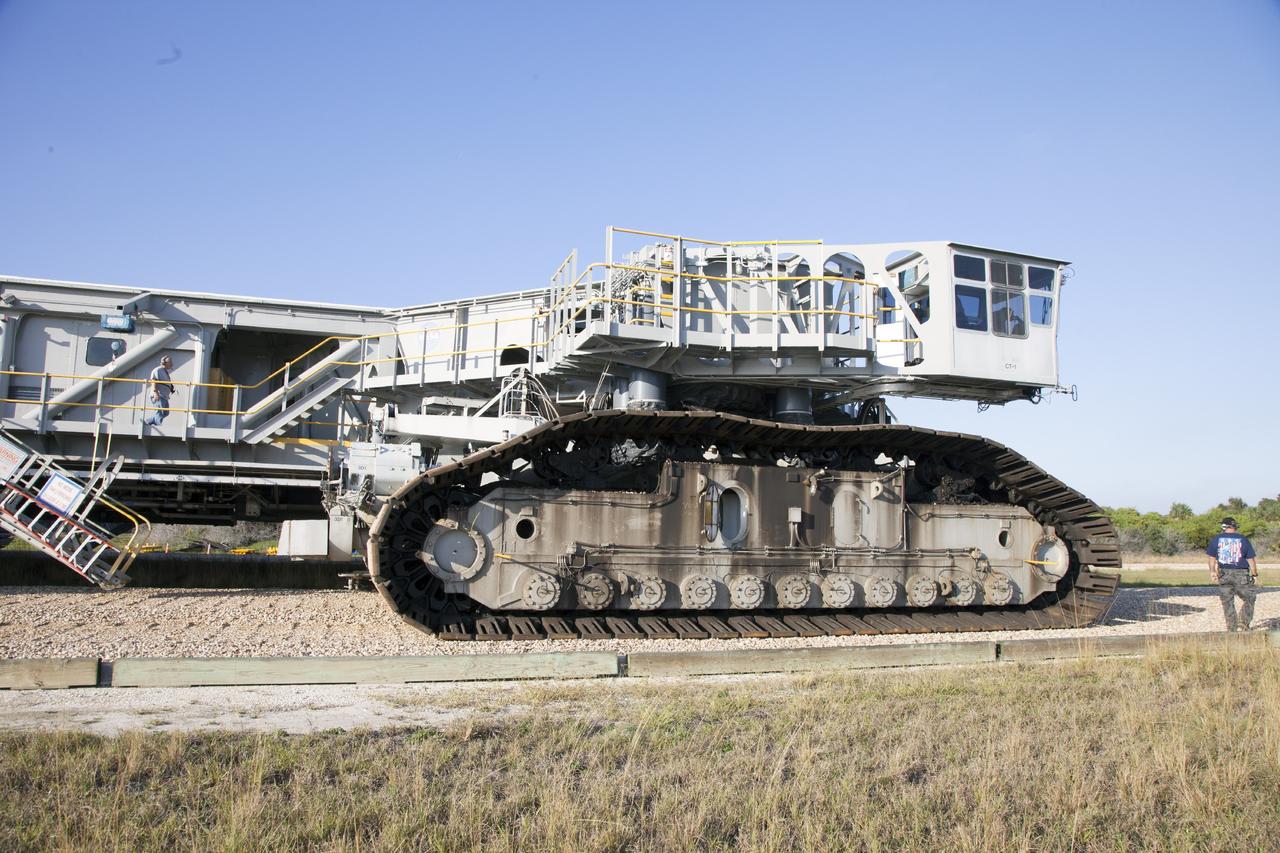CAPE CANAVERAL, Fla. -- Crawler-transporter 1 continues its trek along the crawlerway to Launch Pad 39A at NASA’s Kennedy Space Center in Florida. New jacking, equalizing and leveling, or JEL, hydraulic cylinders were installed on CT-1 and are being tested for increased load carrying capacity and reliability. The Ground Systems Development and Operations Program at Kennedy continues to upgrade the crawler-transporter as part of its general maintenance. CT-1 could be available to carry a variety of launch vehicles to the launch pad. Two crawler-transporters were used to carry the mobile launcher platform and space shuttle to Launch Complex 39 for space shuttle launches for 30 years. Photo credit: NASA/Daniel Casper
