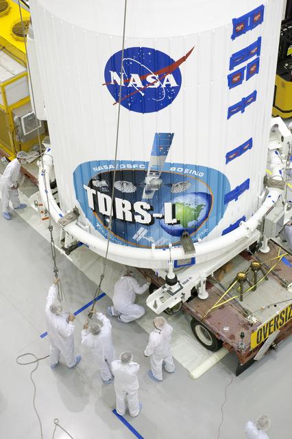 NASA image: TDRS-L Spacecraft is Lifted Onto Transporter