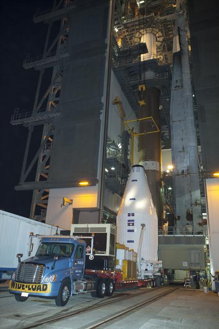 NASA image: TDRS-L spacecraft lift to mate on Atlas V