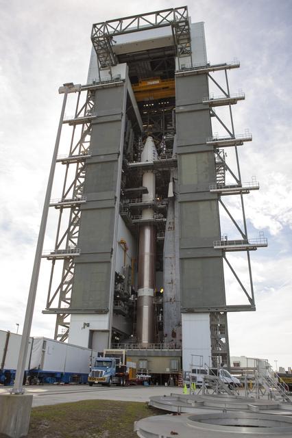 NASA image: TDRS-L spacecraft lift to mate on Atlas V