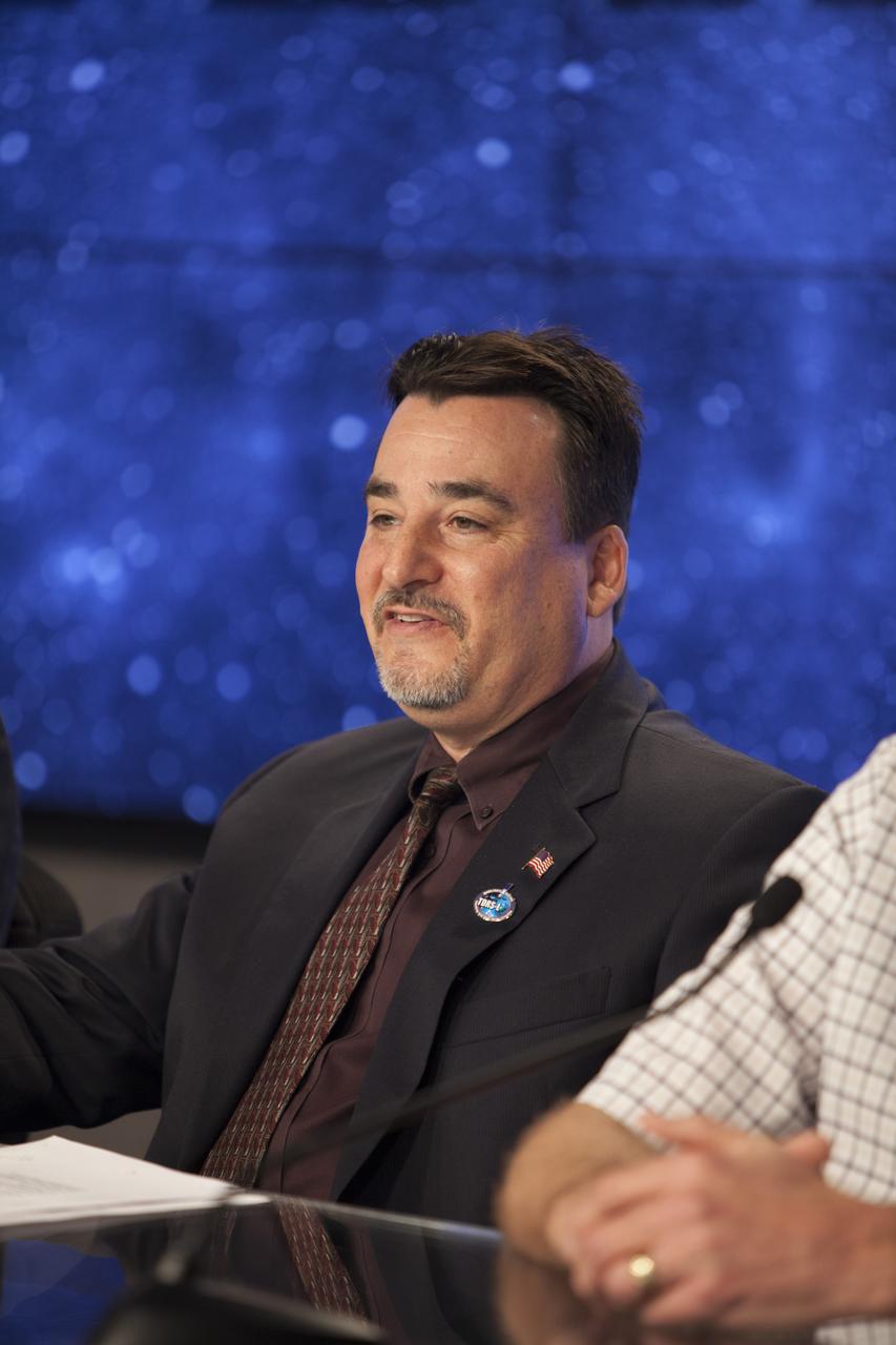 CAPE CANAVERAL, Fla. – During a news conference at NASA's Kennedy Space Center in Florida, agency and contractor officials discussed preparations for the launch of NASA's Tracking and Data Relay Satellite, or TDRS-L, spacecraft. Participants included Andy Kopito, Civil Space Programs director for Boeing Space & Intelligence Systems in El Segundo, Calif. The TDRS-L spacecraft is the second of three new satellites designed to ensure vital operational continuity for NASA by expanding the lifespan of the Tracking and Data Relay Satellite System TDRSS fleet, which consists of eight satellites in geosynchronous orbit. The spacecraft provide tracking, telemetry, command and high bandwidth data return services for numerous science and human exploration missions orbiting Earth. These include NASA's Hubble Space Telescope and the International Space Station. TDRS-L has a high-performance solar panel designed for more spacecraft power to meet the growing S-band communications requirements. TDRSS is one of NASA Space Communication and Navigation’s SCaN three networks providing space communications to NASA’s missions. For more information more about TDRS-L, visit: http://www.nasa.gov/tdrs To learn more about SCaN, visit: www.nasa.gov/scan Photo credit: NASA/Frankie Martin